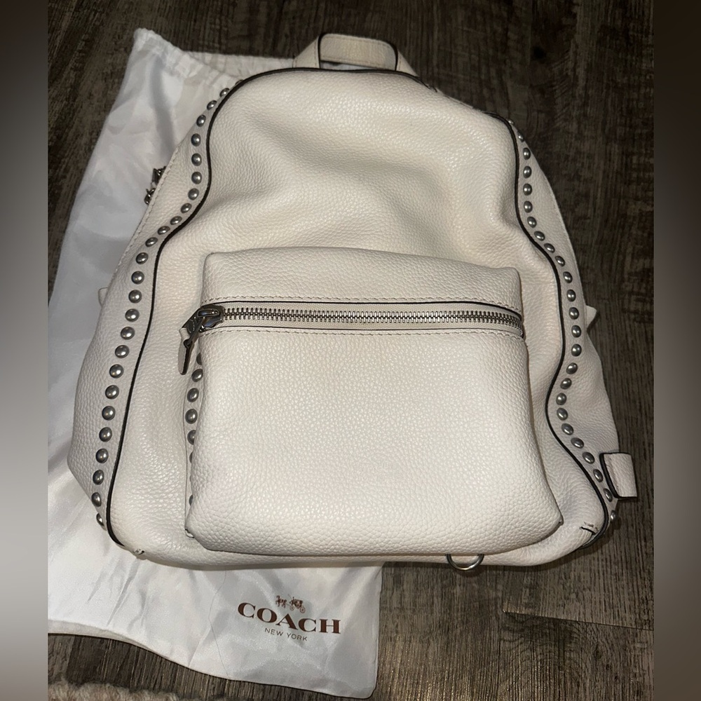 Coach Cream Leather studded backpack (with all original packaging) - Picture 2 of 11